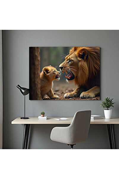 Printees Tablou - Leul și puiul său - Canvas pe șasiu - 40x30 cm