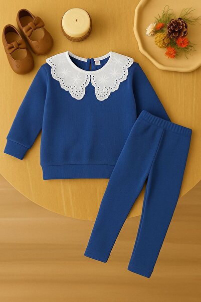 tunays shopping Baby Girls Ribbed Knit Piece Outfits – Ruffled Collar Long Sleeve Top and Leggings