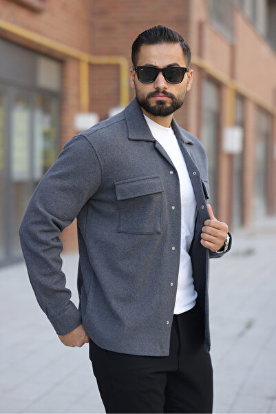 Artı1 Men's Relax Fit Comfortable Cut Double Pocket Winter a Quality Cashmere Jacket - Coat