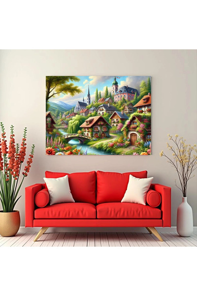 Printees Tablou peisaj, Satul din poveste - Canvas pe șasiu - 40x30 cm