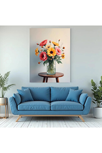 Printees Tablou - Vază de sticlă cu flori - Canvas pe șasiu - 40x30 cm