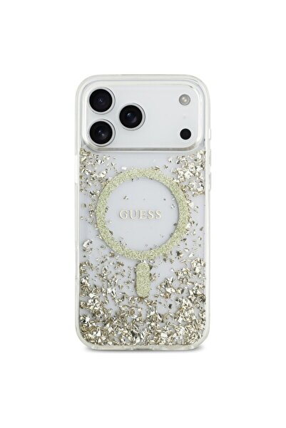 Guess Original iPhone 17 Pro Max Resin Bottom Glitter MagSafe Case, gold,