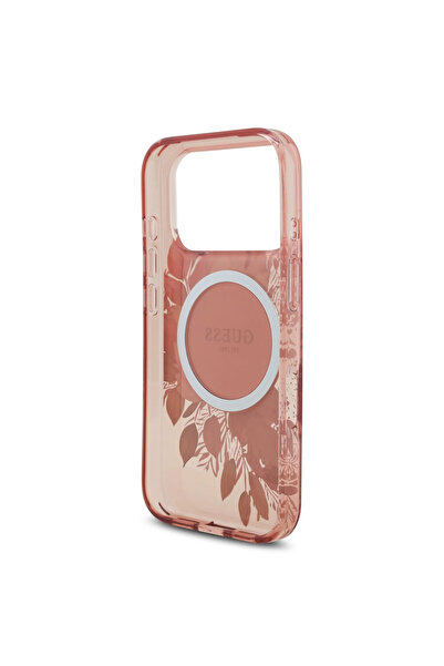 CG Mobile Guess Magsafe Iml Case With Flowers Pattern & Lanyard For iPhone 17 Pro - Pink