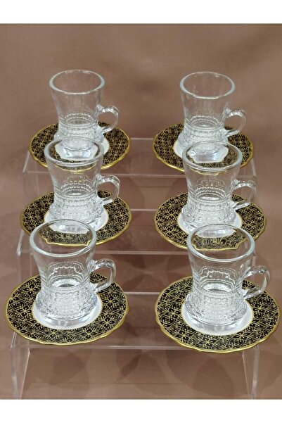 AR HOME Two tea cups (6 pieces) with 6 saucers (110 ml each)