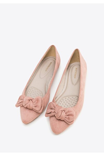 Wittchen Women's ballet flats made of -suede with a bow, dusty pink, dusty pi...
