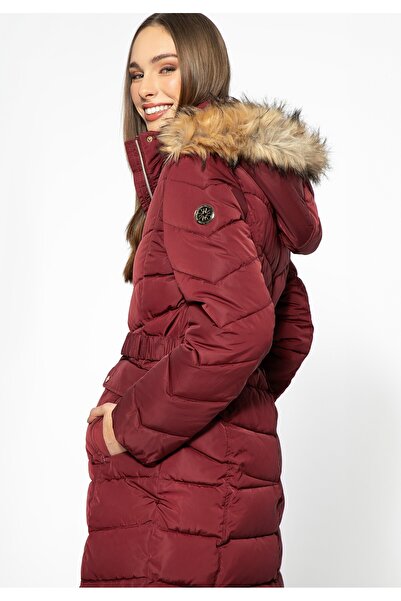 Wittchen Women's Quilted Coat with Belt Dark Red Dark Red Polyester