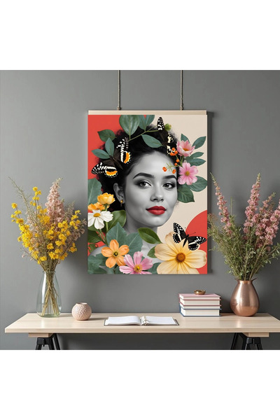 Printees Tablou - Colaj fată și flori