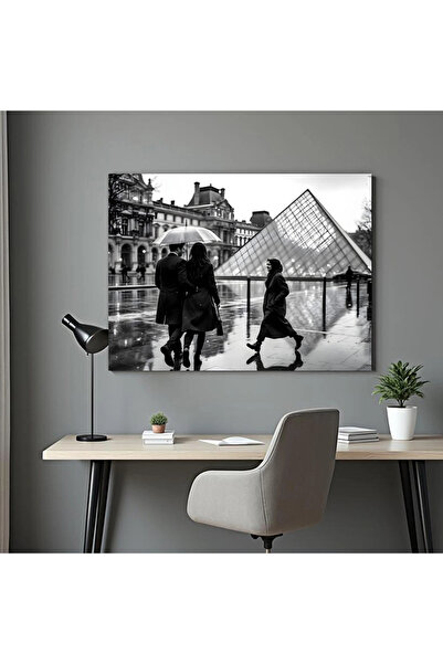 Printees Tablou - Piramida de la Luvru - Canvas pe șasiu - 40x30 cm