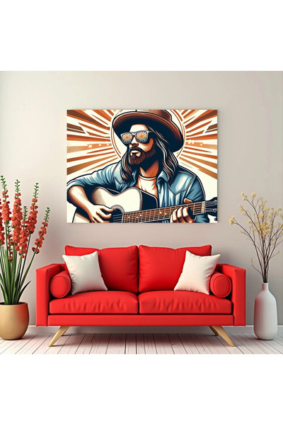Printees Tablou - Hipster la chitară - Canvas pe șasiu - 40x30 cm
