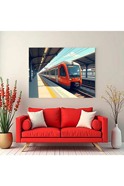 Printees Tablou - Tren electric la peron - Canvas pe șasiu - 40x30 cm