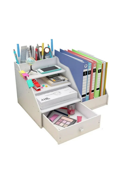 TodayShop Organizator de birou multifuncțional cu rafturi și sertar - raft de...