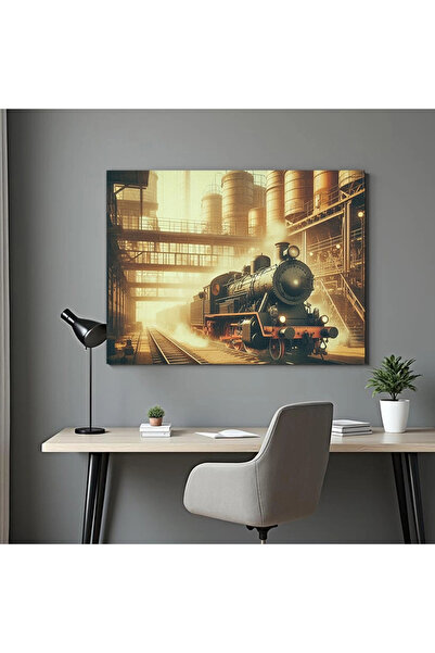 Printees Tablou - Tren în vechea fabrică - Canvas pe șasiu