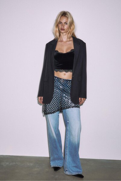 Stradivarius Dantel detaylı kadife askılı top