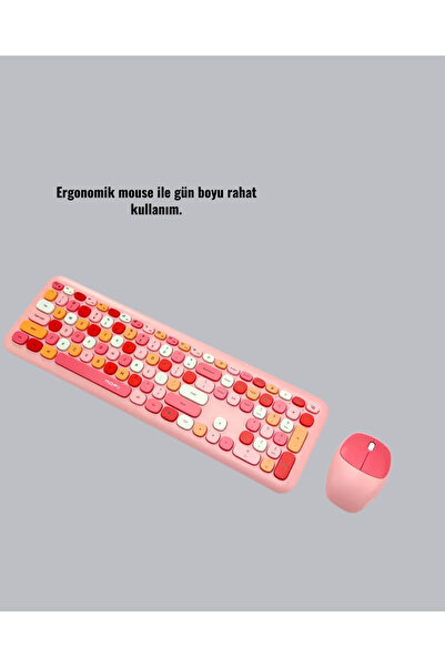 Genel Markalar Bluetooth Retro Kablosuz Klavye ve Mouse Seti – 3 Cihaz Bağlantılı, Sessiz Tuş, Uzun Pil Ömrü