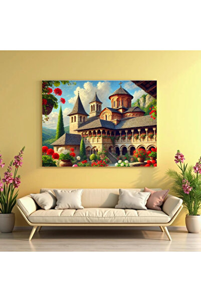 Printees Tablou - Biserica cu flori - Canvas pe șasiu
