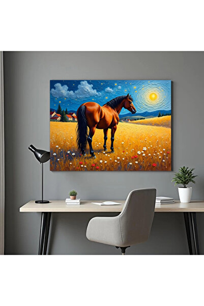 Printees Tablou - Cal și cer înstelat - Canvas pe șasiu - 40x30 cm