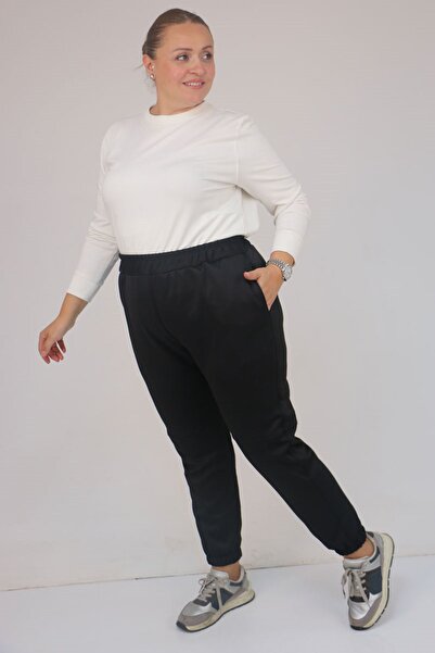 Eslina 59508 Plus Size Piece Leggings with Elastic Waist - Black