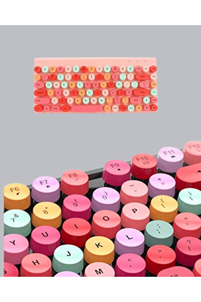 Genel Markalar Bluetooth Retro Kablosuz Klavye ve Mouse Seti – 3 Cihaz Bağlantılı, Sessiz Tuş, Uzun Pil Ömrü