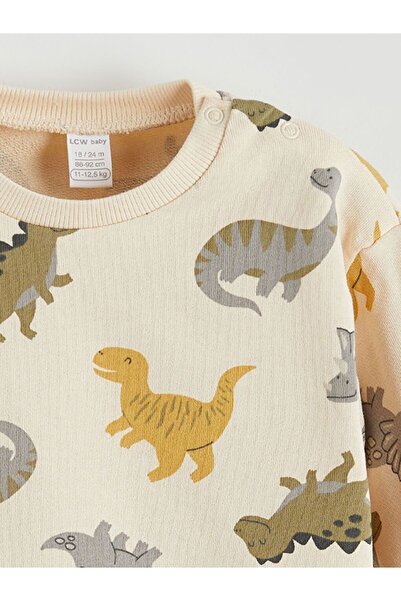 LC Waikiki Lcw Baby Dinosaur Printed Baby Boy Sweatshirt and Sweatpants Set of 2