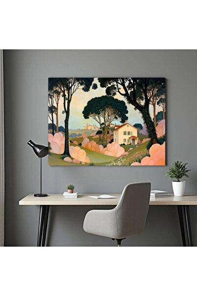 Printees Tablou - Casă în peisaj suprarealist - Canvas pe șasiu