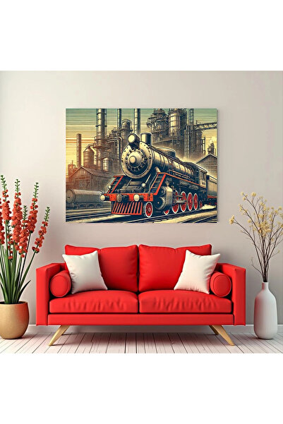 Printees Tablou Desen Locomotivă - Canvas pe șasiu - 40x30 cm