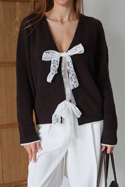 Bak'ap Преміум тренд мереживна стрічка з деталями вовняний кардиган