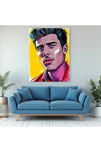 Printees Painting - Portrait on yellow background - Canvas on frame