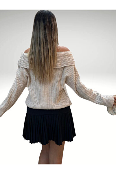 AlanTeks Degaje Madonna Collar Comfortable Fit Women's Knitwear Sweater