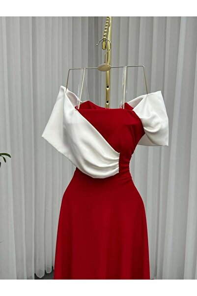 Poper Red dress with white inserts