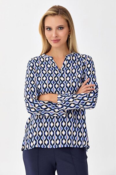 İKİLER Yakası Patlı Uzun Kol Bluz 256-3026