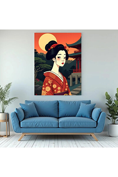 Printees Tablou - Geiha la apus - Canvas pe șasiu - 40x30 cm