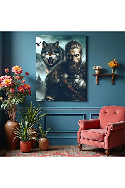 Printees Tablou -Luptător antic cu lup - Canvas pe șasiu - 40x30 cm