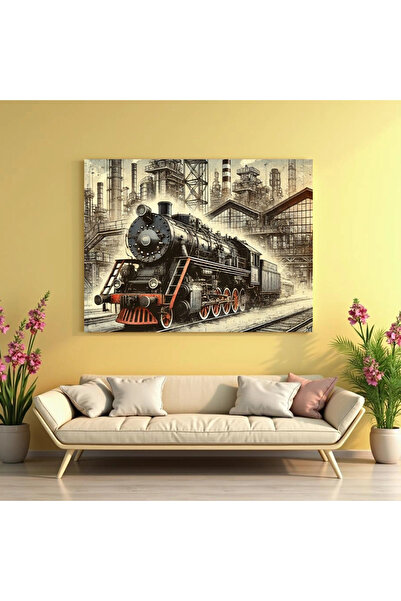 Printees Painting Locomotive in the Factory - Canvas on chassis - 40x30 cm