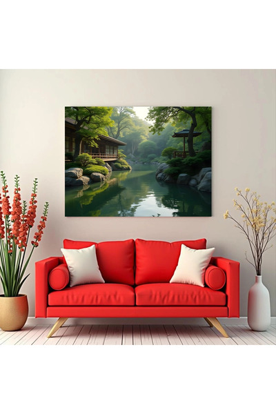 Printees Tablou - Gradina japoneză cu lac - Canvas pe șasiu - 40x30 cm