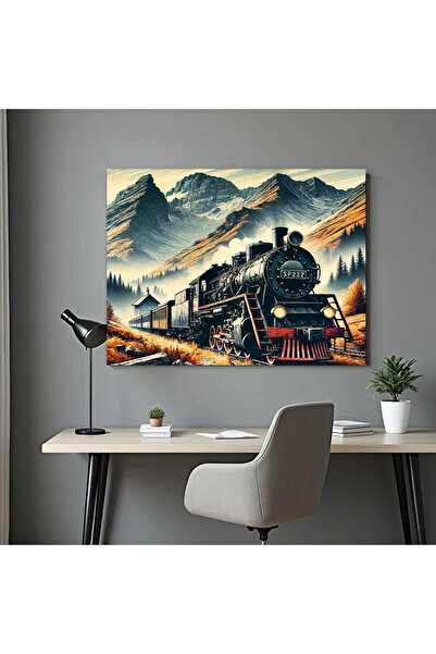 Printees Tablou - Locomotiva cu Aburi în Carpați - Canvas pe șasiu - 40x30 cm