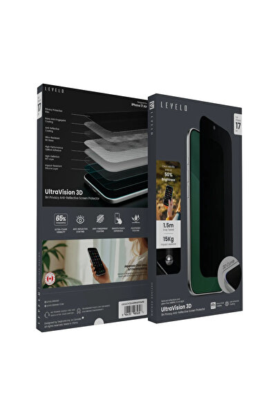 Levelo واقي شاشة Ultravision 3D Ar 9H لهاتف iPhone 17 Air - الخصوصية