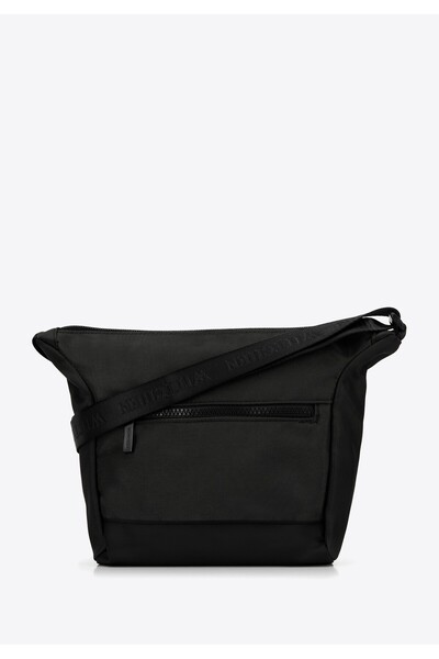Wittchen Men's Messenger Bag with Front Strap, Small Black Polyester