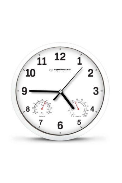 ESPERANZA Ceas de perete Lyon alb cu termometru și higrometru