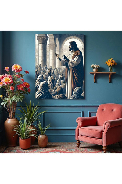 Printees Tablou - Isus predicând la Templu - Canvas pe șasiu - 40x30 cm