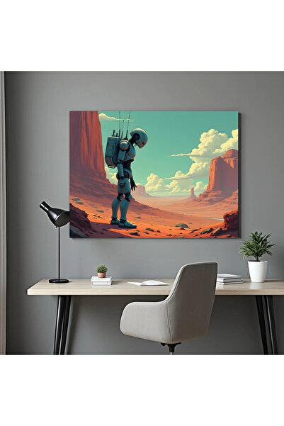 Printees Tablou cyberpunk - Robot în pustiu - Canvas pe șasiu - 40x30 cm