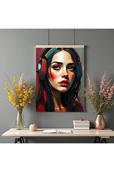 Printees Tablou abstract- Portret cu căști - Canvas pe șasiu
