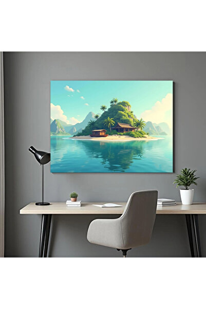 Printees Tablou - Căsuța de pe atol - Canvas pe șasiu - 40x30 cm