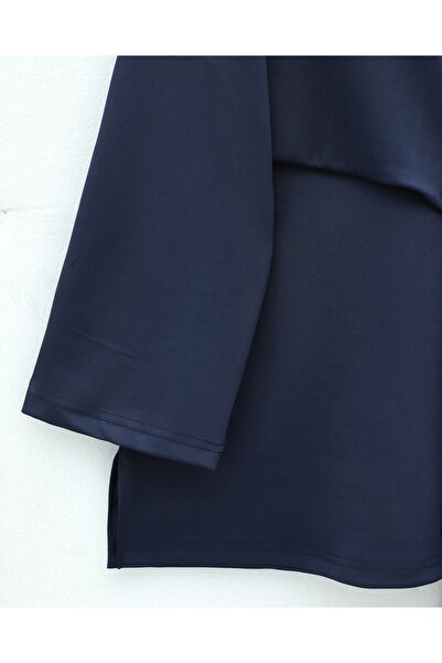 Modamorfo Slit Scuba Suit with Cross-Tied Front - Navy