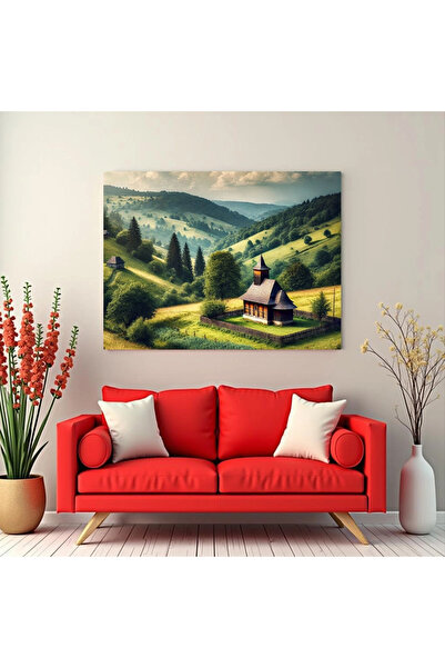 Printees Tablou - Bisericuța de lemn - Canvas pe șasiu - 40x30 cm