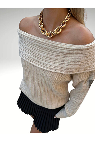 AlanTeks Degaje Madonna Collar Comfortable Fit Women's Knitwear Sweater