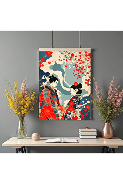 Printees Tablou stil japonez - Întâlnirea - Canvas pe șasiu