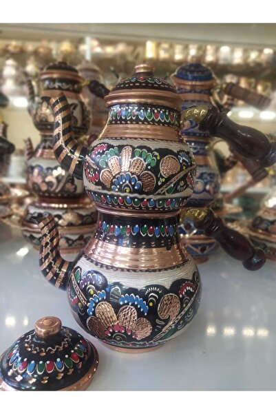 KARACA BAKIR İşlemeli Bakır Çaydanlık-1,5 LT Bakır El İşlemeli Demlik