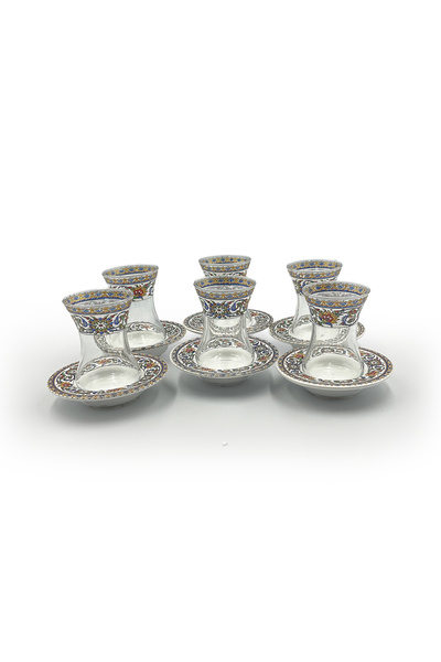 Yaren طقم أكواب شاي تركي فاخر مع صحون - 6 قطع | صنع في تركيا