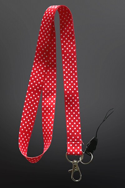 StormiStoretr Kırmızı Puantiyeli Boyun Askı ipi Telefon Askısı