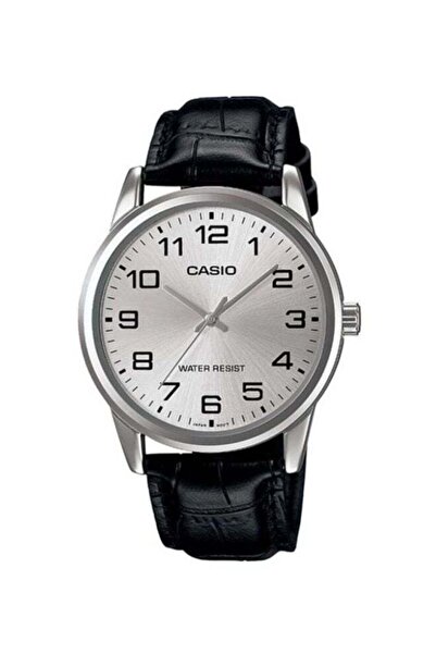 Casio Men's Leather Analog Wrist Watch MTP-V001L-7BUDF - 45 mm - Black